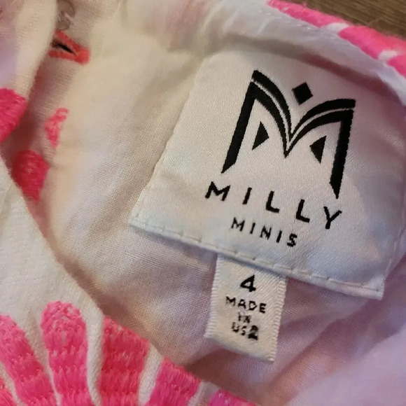 Milly Minis Girls Dress Size 4 Pink Floral Bling Buttons Barbiecore Sleeveless - Picture 3 of 5